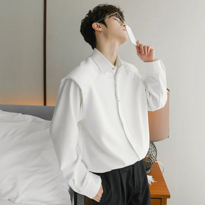 Chuan Accented Shoulder Minimal Shirt-korean-fashion-Shirt-Chuan's Closet-OH Garments