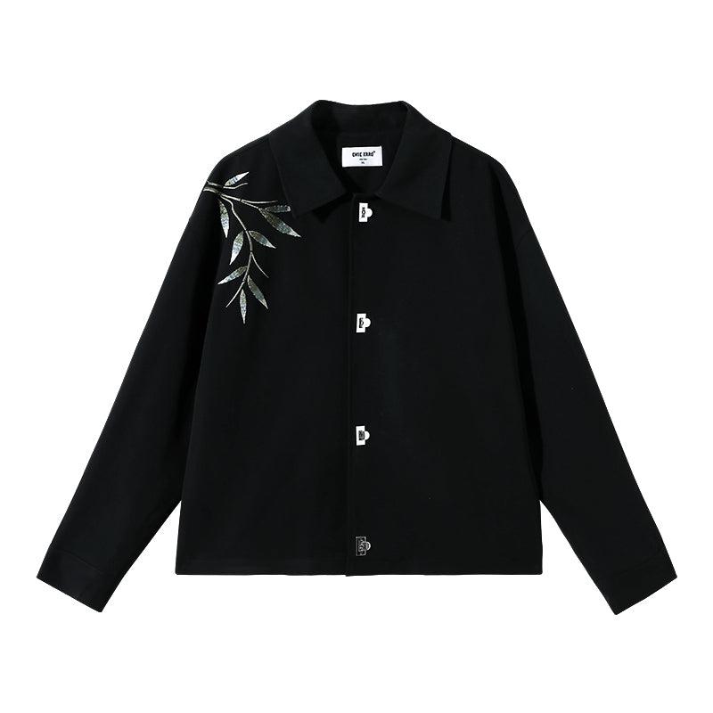 Chuan Bamboo Print Detail Jacket-korean-fashion-Jacket-Chuan's Closet-OH Garments
