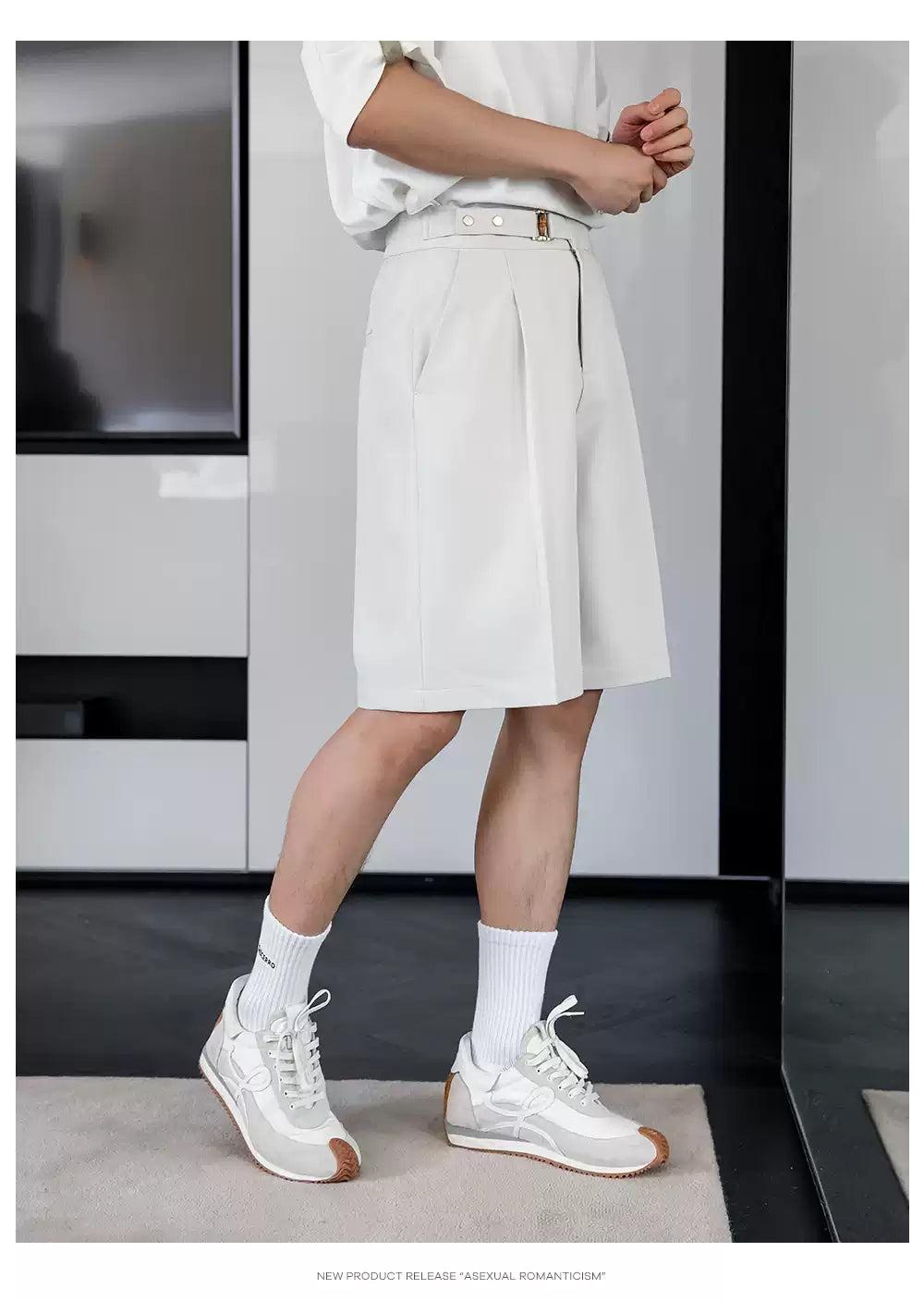 Chuan Belted Waist Suit Shorts-korean-fashion-Shorts-Chuan's Closet-OH Garments