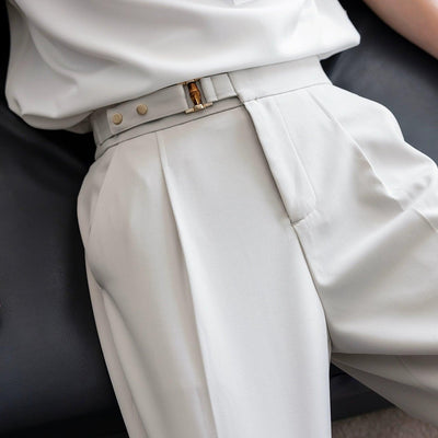 Chuan Belted Waist Suit Shorts-korean-fashion-Shorts-Chuan's Closet-OH Garments