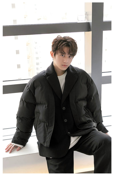 Chuan Blazer Style Puffer Jacket-korean-fashion-Jacket-Chuan's Closet-OH Garments