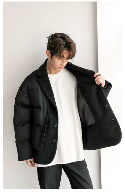Chuan Blazer Style Puffer Jacket-korean-fashion-Jacket-Chuan's Closet-OH Garments