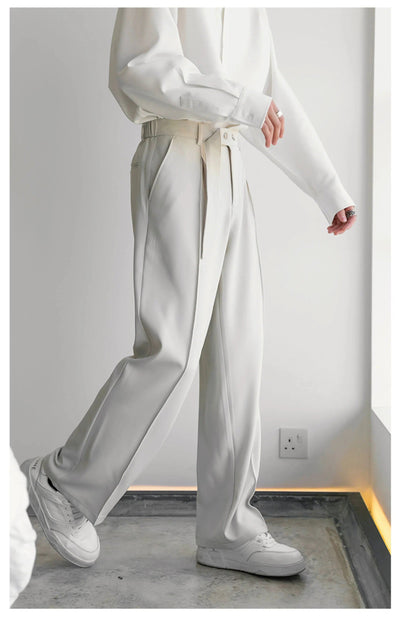 Chuan Buttoned Cloth Belt Pants-korean-fashion-Pants-Chuan's Closet-OH Garments