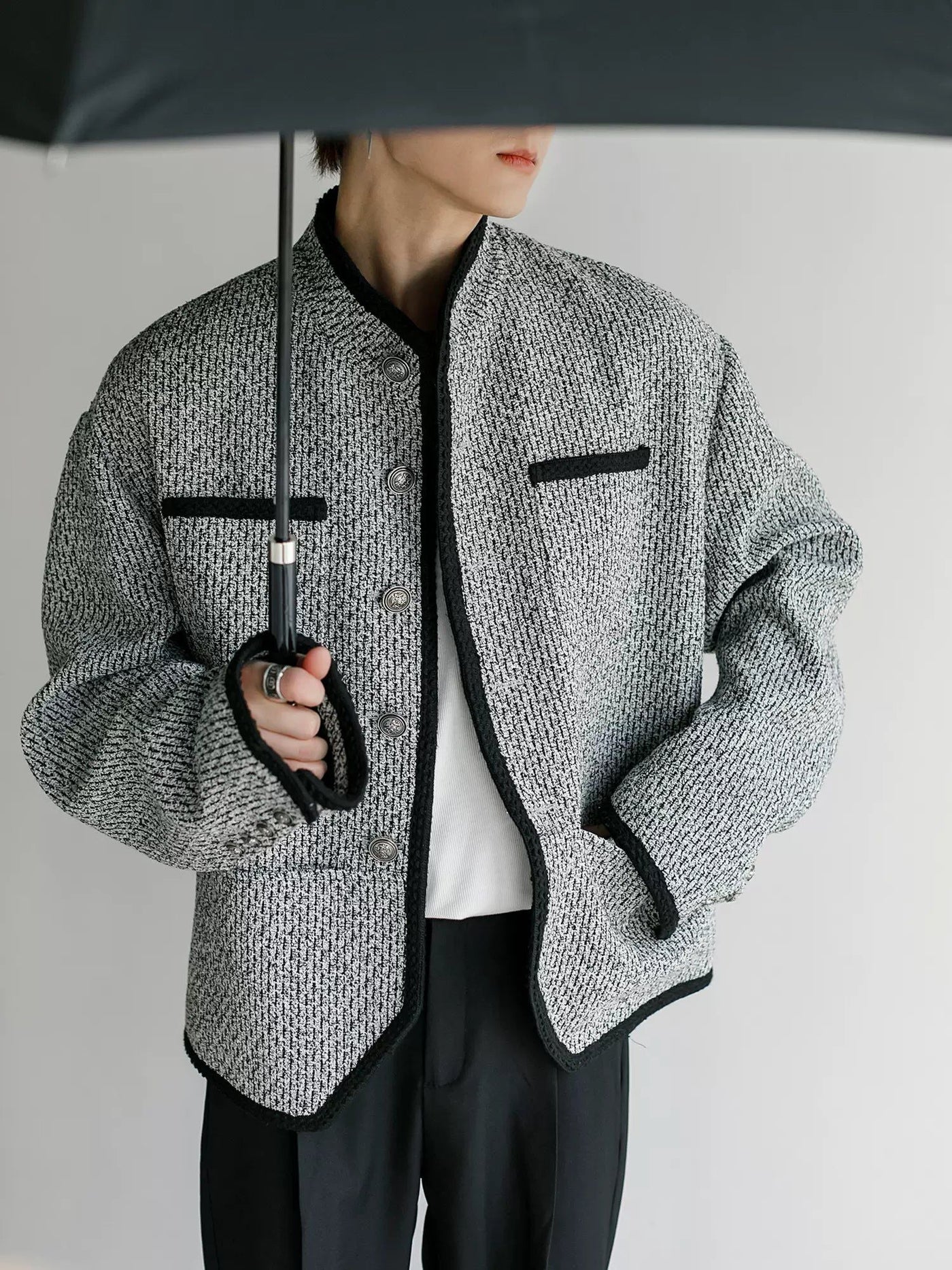 Chuan Casual Button-Down Tweed Jacket-korean-fashion-Jacket-Chuan's Closet-OH Garments