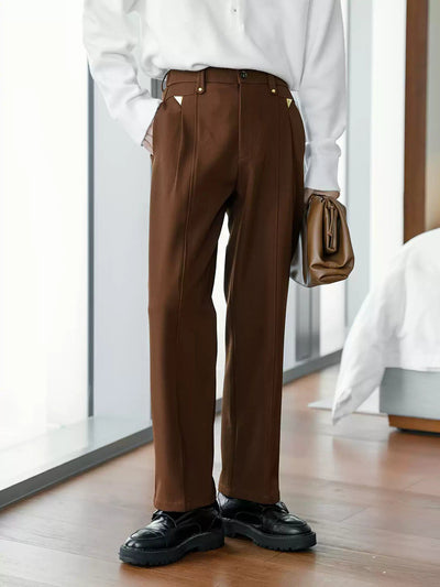 Chuan Central Seam Detail Slim Fit Trousers-korean-fashion-Trousers-Chuan's Closet-OH Garments