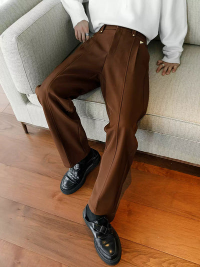 Chuan Central Seam Detail Slim Fit Trousers-korean-fashion-Trousers-Chuan's Closet-OH Garments