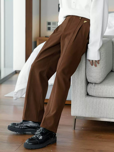 Chuan Central Seam Detail Slim Fit Trousers-korean-fashion-Trousers-Chuan's Closet-OH Garments