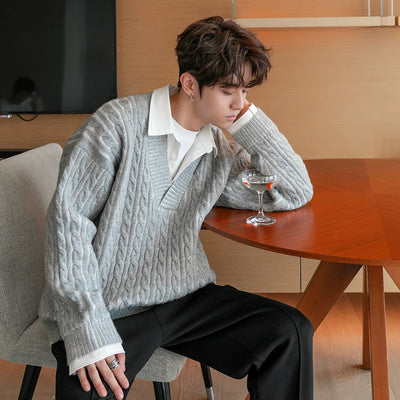 Chuan Chain-Link Pattern Sweater-korean-fashion-Sweater-Chuan's Closet-OH Garments
