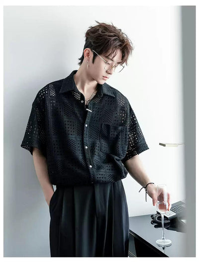 Chuan Chic Hollow Textured Shirt-korean-fashion-Shirt-Chuan's Closet-OH Garments
