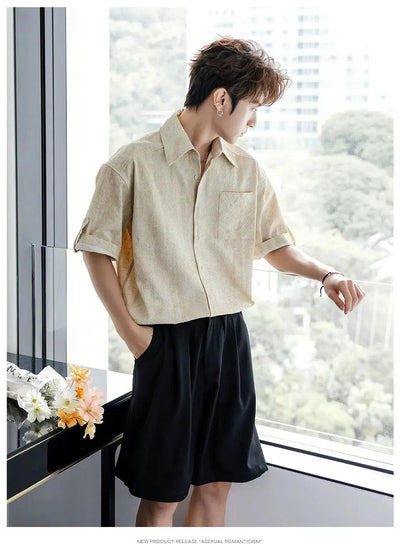 Chuan Chic Textured S/S Shirt-korean-fashion-Shirt-Chuan's Closet-OH Garments