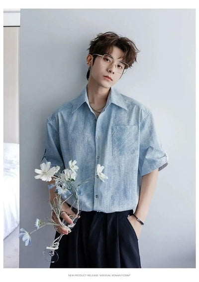 Chuan Chic Textured S/S Shirt-korean-fashion-Shirt-Chuan's Closet-OH Garments