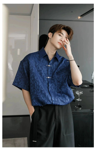 Chuan Chinese Style Textured Shirt-korean-fashion-Shirt-Chuan's Closet-OH Garments