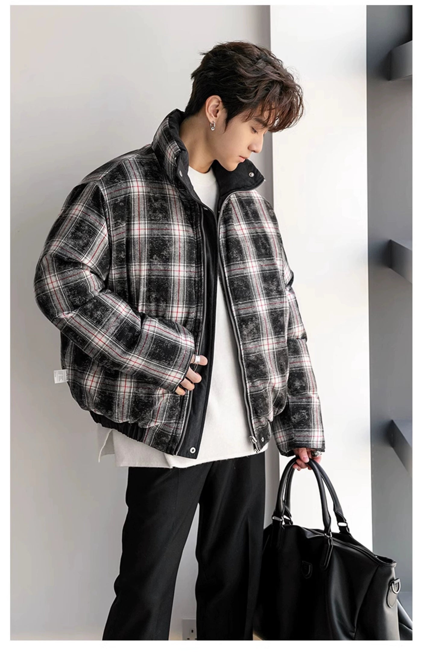 Chuan Classic Plaid Reversible Jacket-korean-fashion-Jacket-Chuan's Closet-OH Garments