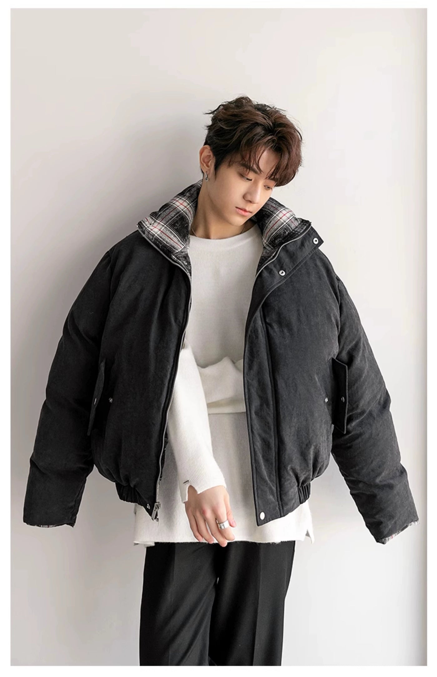 Chuan Classic Plaid Reversible Jacket-korean-fashion-Jacket-Chuan's Closet-OH Garments
