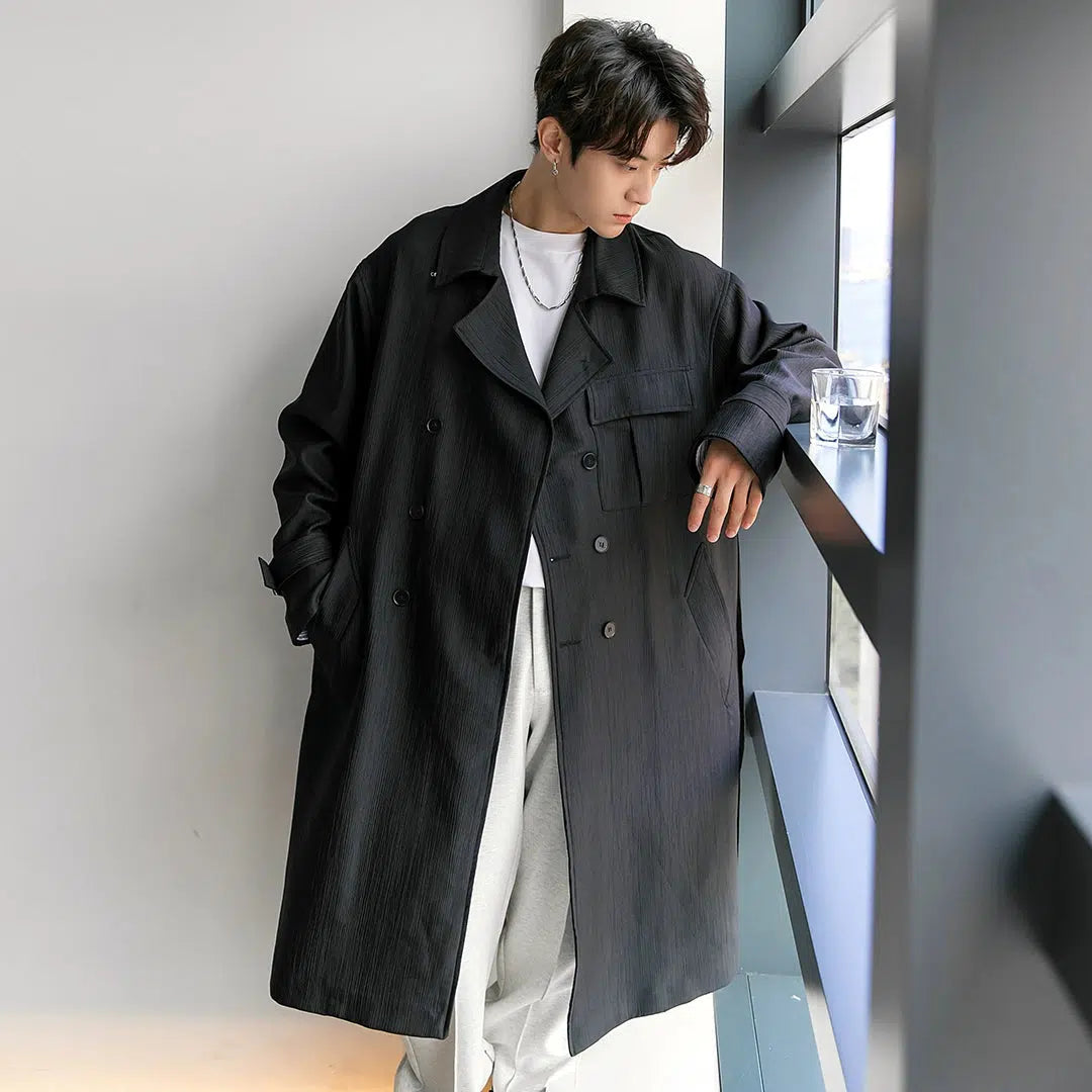 Chuan Classic Textured Trench Coat-korean-fashion-Long Coat-Chuan's Closet-OH Garments
