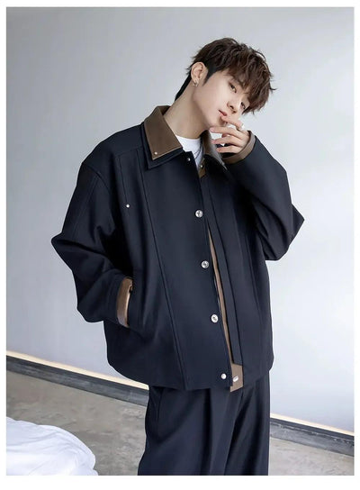 Chuan Clean Fit Spliced Jacket-korean-fashion-Jacket-Chuan's Closet-OH Garments