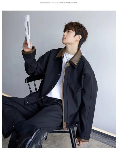 Chuan Clean Fit Spliced Jacket-korean-fashion-Jacket-Chuan's Closet-OH Garments