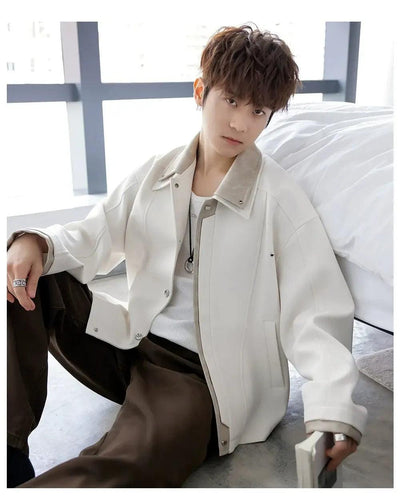 Chuan Clean Fit Spliced Jacket-korean-fashion-Jacket-Chuan's Closet-OH Garments