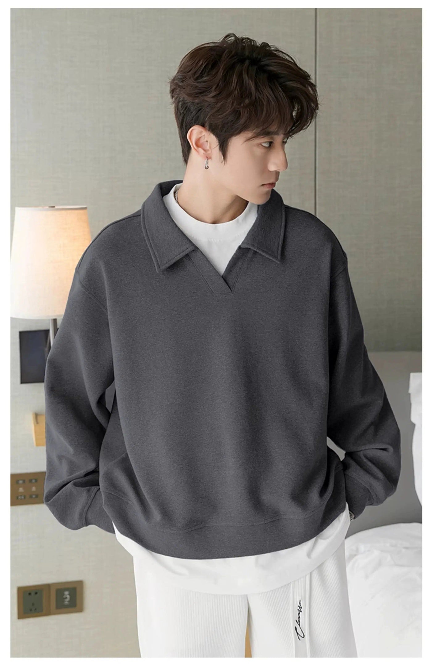 Chuan Clean Fit Two-Piece Long Sleeve Polo-korean-fashion-Polo-Chuan's Closet-OH Garments