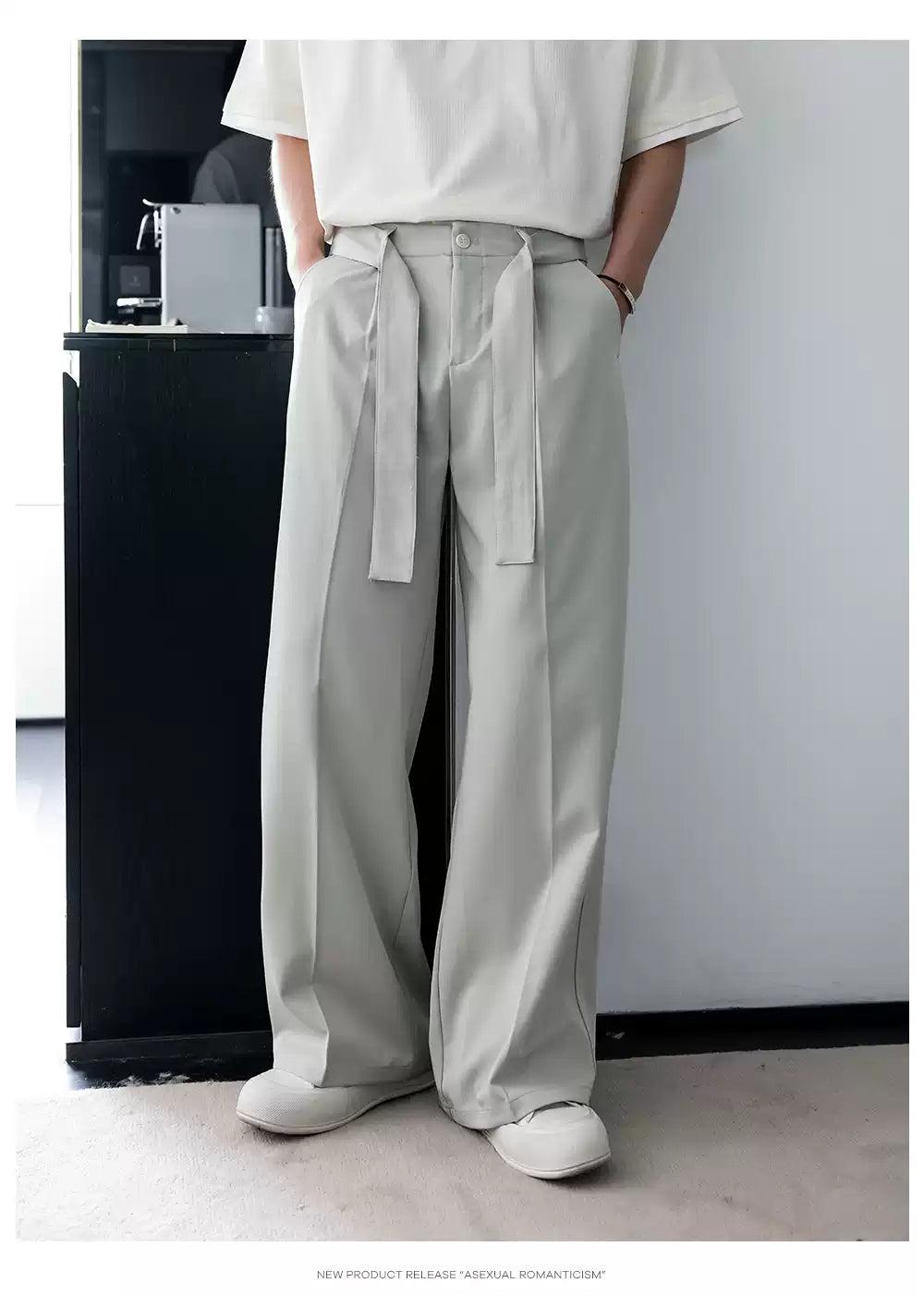 Chuan Cloth Belt Waist Trousers-korean-fashion-Trousers-Chuan's Closet-OH Garments