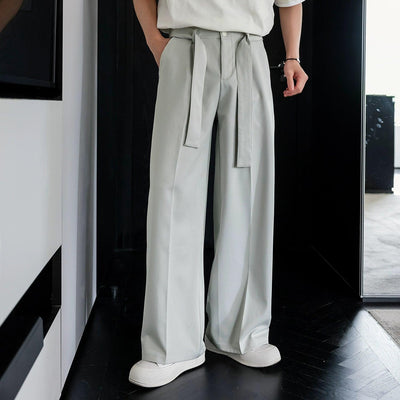Chuan Cloth Belt Waist Trousers-korean-fashion-Trousers-Chuan's Closet-OH Garments