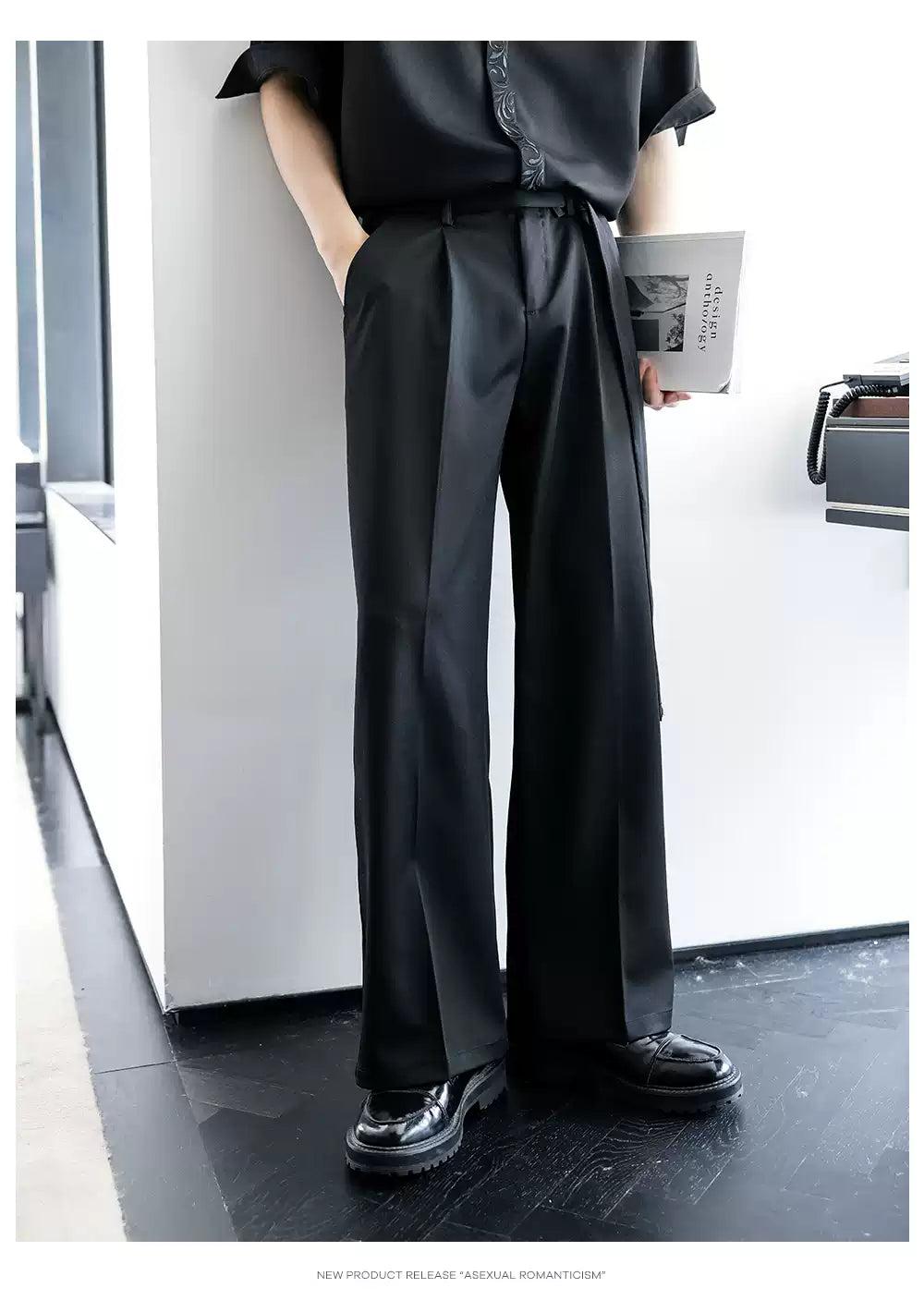 Chuan Cloth Belt Waist Trousers-korean-fashion-Trousers-Chuan's Closet-OH Garments