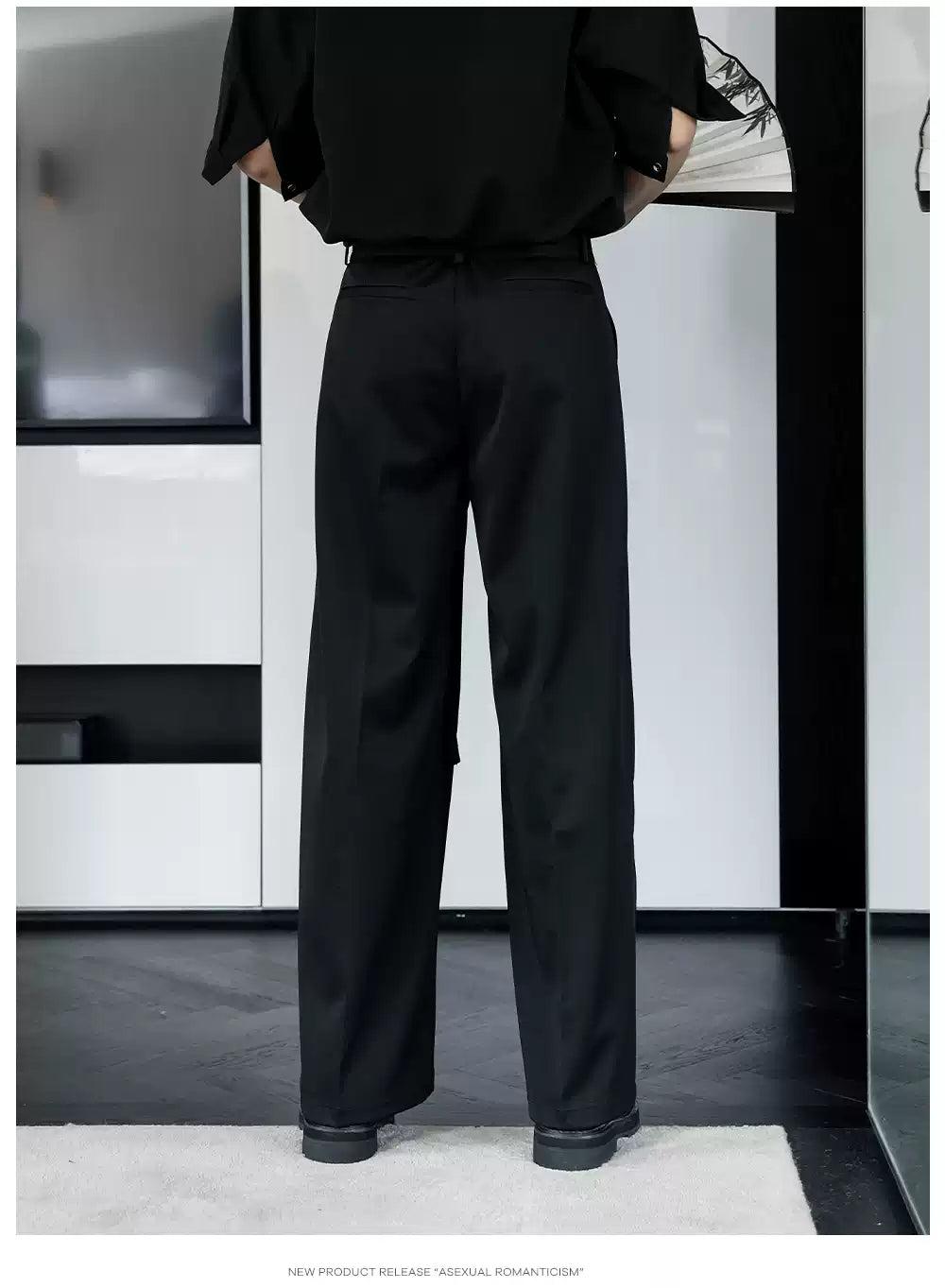 Chuan Cloth Belt Waist Trousers-korean-fashion-Trousers-Chuan's Closet-OH Garments