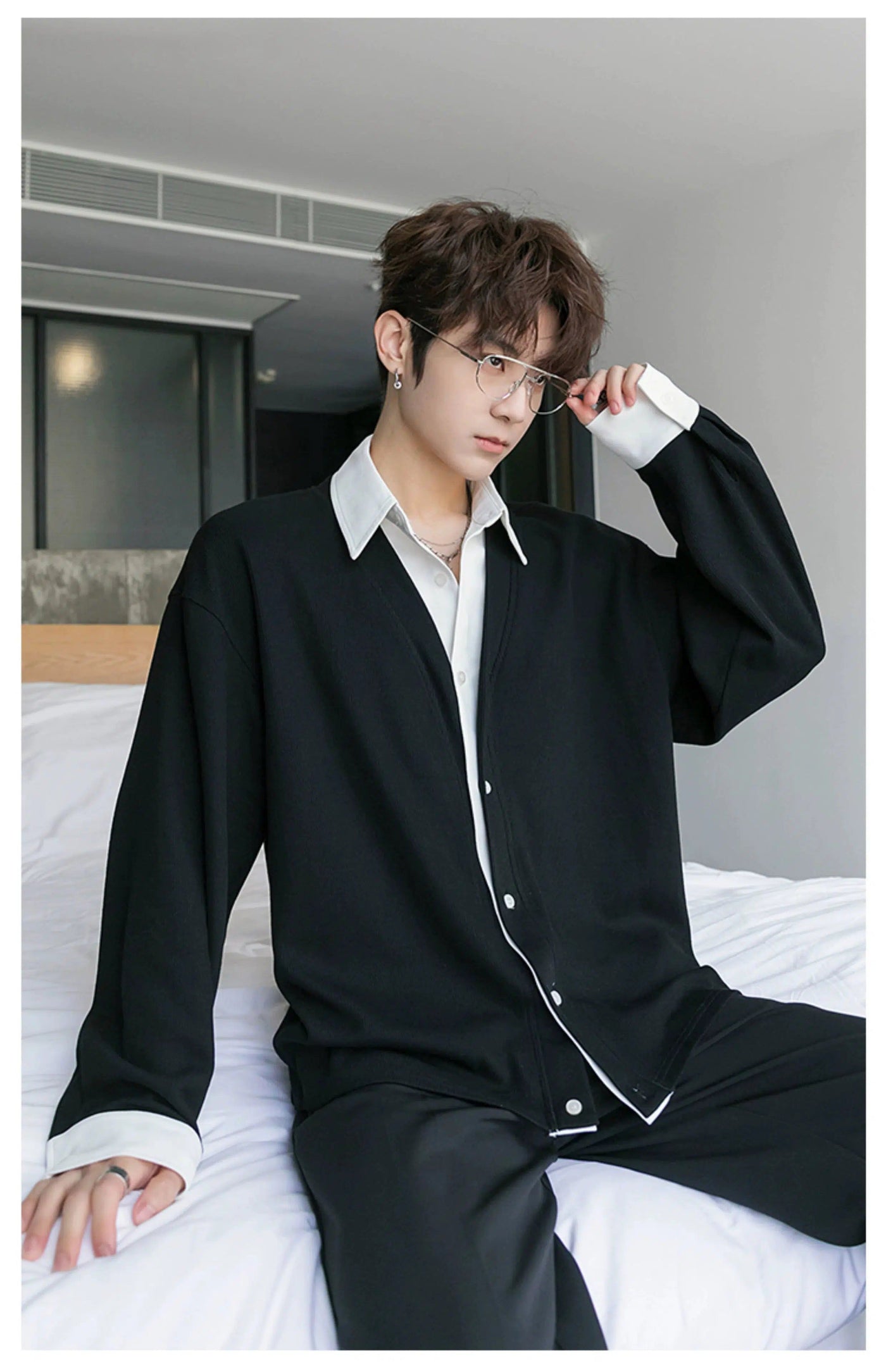 Chuan Collared and Layered Shirt-korean-fashion-Shirt-Chuan's Closet-OH Garments