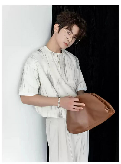 Chuan Contrast Ink Textured T-Shirt-korean-fashion-T-Shirt-Chuan's Closet-OH Garments