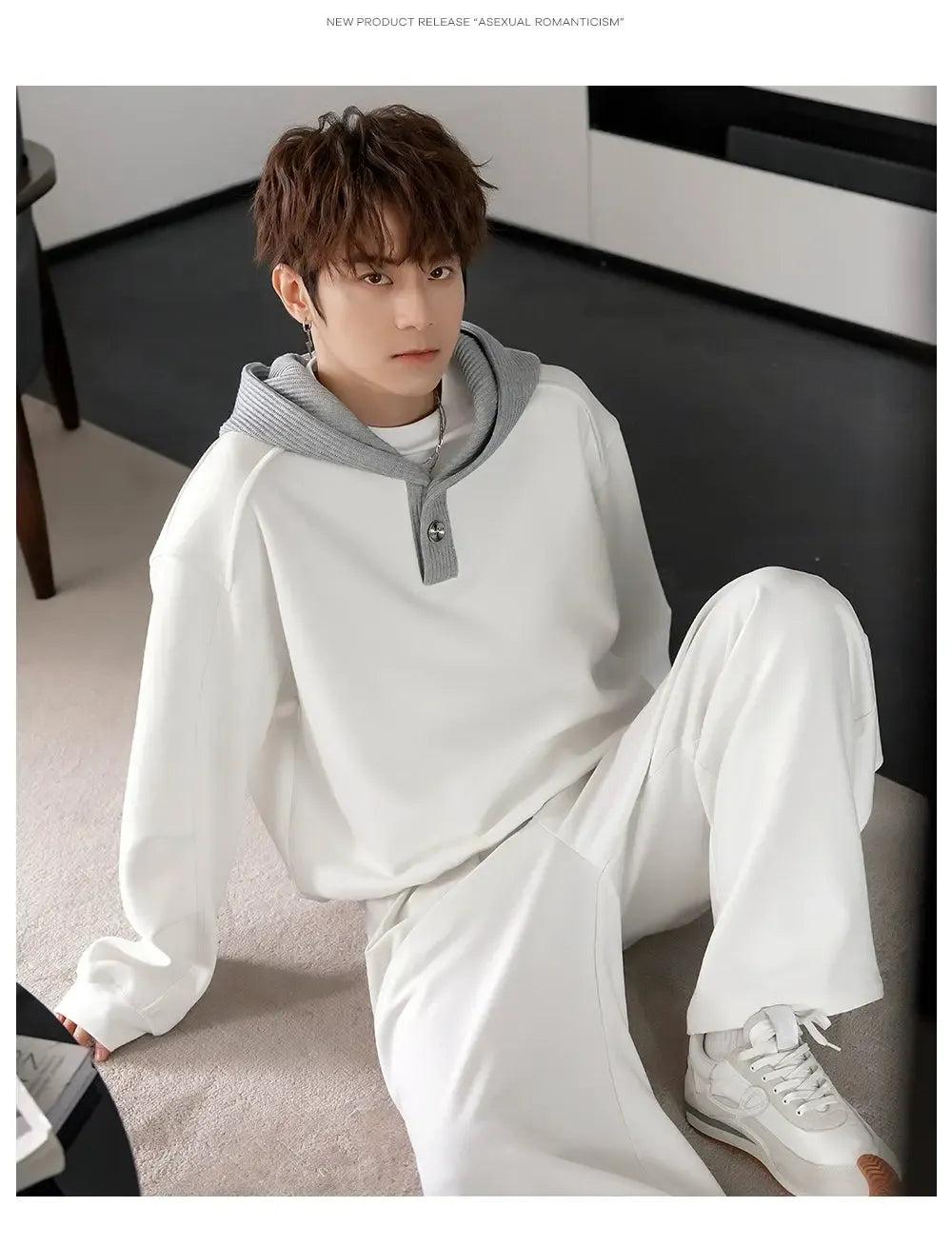 Chuan Contrast Knit Hoodie-korean-fashion-Hoodie-Chuan's Closet-OH Garments