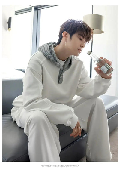 Chuan Contrast Knit Hoodie-korean-fashion-Hoodie-Chuan's Closet-OH Garments