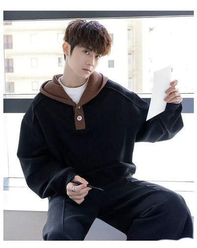 Chuan Contrast Knit Hoodie-korean-fashion-Hoodie-Chuan's Closet-OH Garments