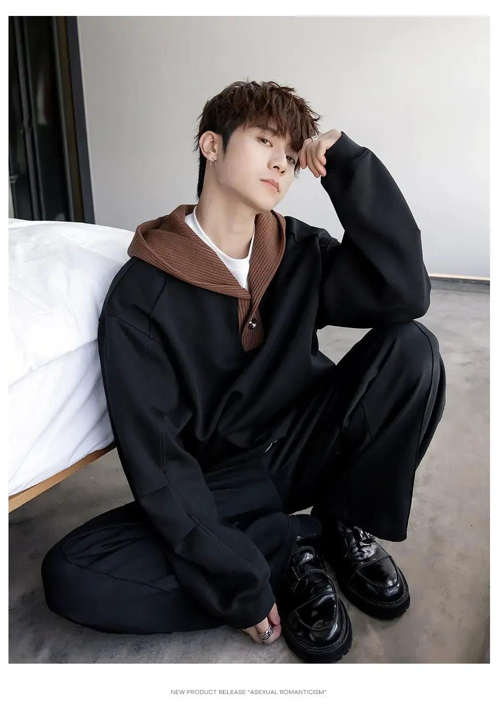 Chuan Contrast Knit Hoodie-korean-fashion-Hoodie-Chuan's Closet-OH Garments