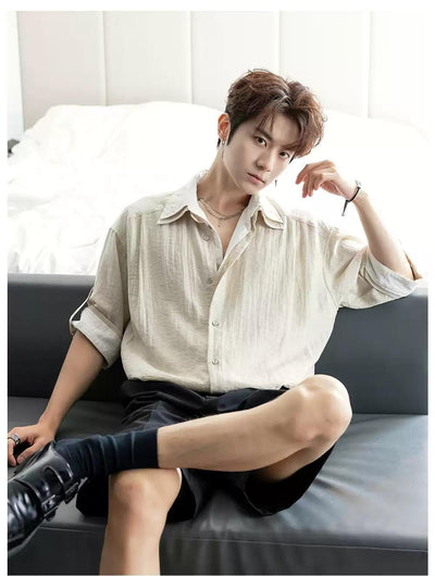 Chuan Contrast Layered Shirt-korean-fashion-Shirt-Chuan's Closet-OH Garments
