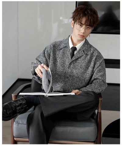 Chuan Contrast Layered Tweed Shirt-korean-fashion-Shirt-Chuan's Closet-OH Garments