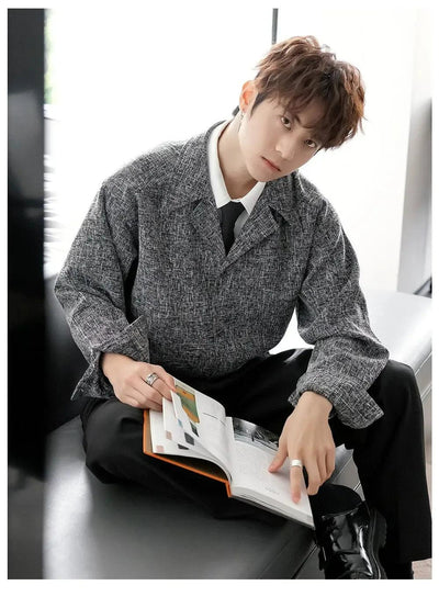 Chuan Contrast Layered Tweed Shirt-korean-fashion-Shirt-Chuan's Closet-OH Garments