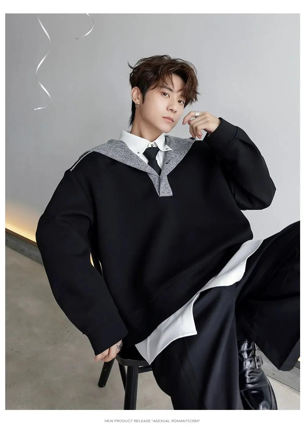 Chuan Contrast Spliced Hoodie-korean-fashion-Jacket-Chuan's Closet-OH Garments
