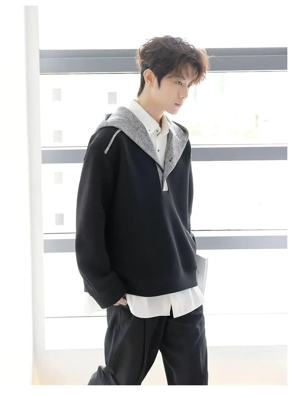 Chuan Contrast Spliced Hoodie-korean-fashion-Jacket-Chuan's Closet-OH Garments