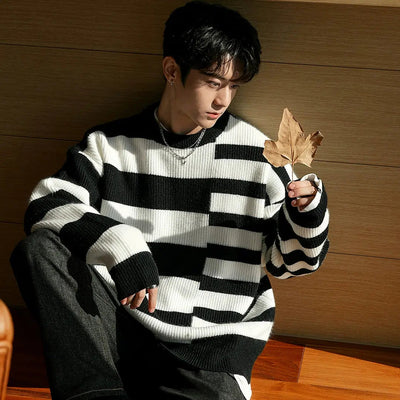 Chuan Cozy Irregular Stripes Sweater-korean-fashion-Sweater-Chuan's Closet-OH Garments