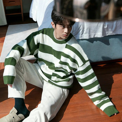 Chuan Cozy Irregular Stripes Sweater-korean-fashion-Sweater-Chuan's Closet-OH Garments