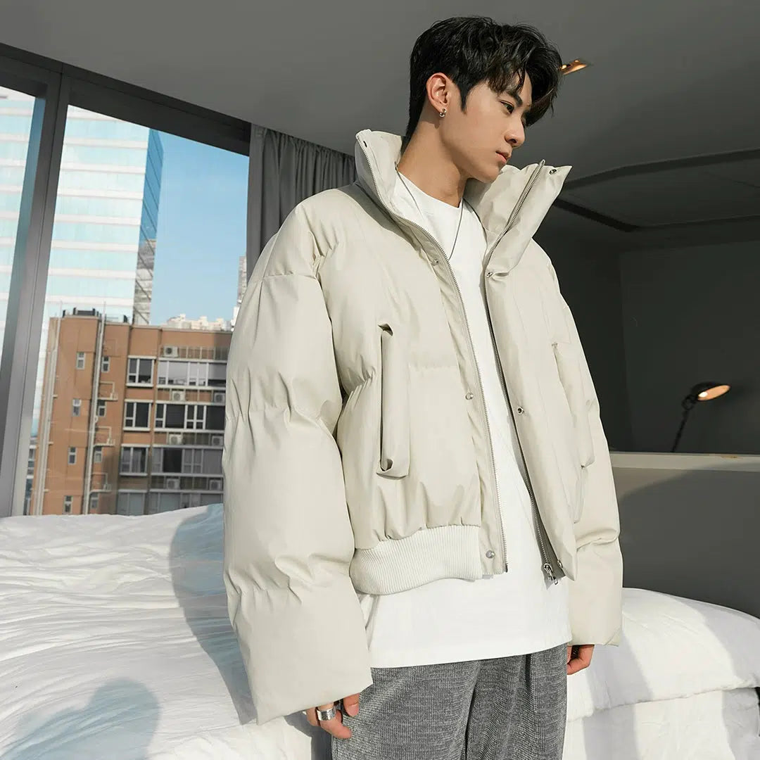 Chuan Cropped Zip-Up Puffer Jacket-korean-fashion-Jacket-Chuan's Closet-OH Garments