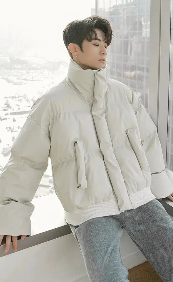 Chuan Cropped Zip-Up Puffer Jacket-korean-fashion-Jacket-Chuan's Closet-OH Garments