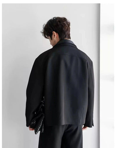 Chuan Double Collar Buttoned Jacket-korean-fashion-Jacket-Chuan's Closet-OH Garments