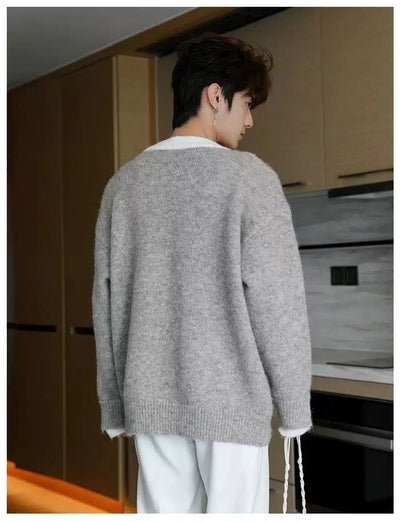 Chuan Double V-Neck Wool Sweater-korean-fashion-Sweater-Chuan's Closet-OH Garments