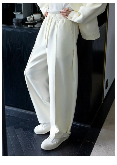 Chuan Drawstring Pleated Sweatpants-korean-fashion-Pants-Chuan's Closet-OH Garments