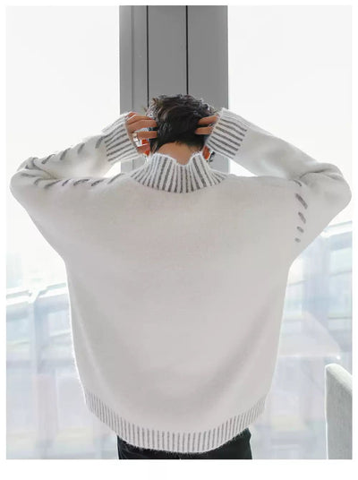 Chuan Drawstring Striped V-Neck Sweater-korean-fashion-Sweater-Chuan's Closet-OH Garments