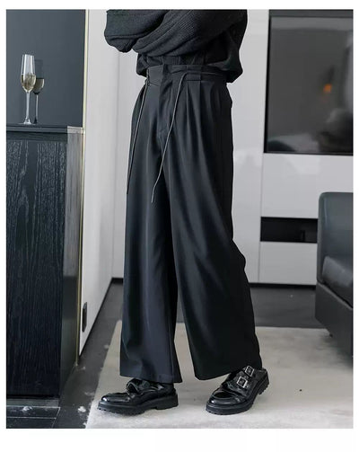 Chuan Drawstring Waist Wide Leg Trousers-korean-fashion-Trousers-Chuan's Closet-OH Garments