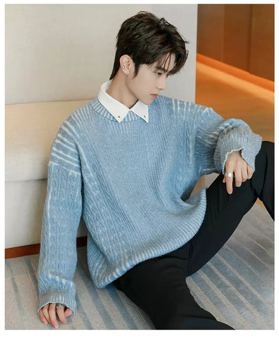 Chuan Drop Shoulder Cable Knit Sweater-korean-fashion-Sweater-Chuan's Closet-OH Garments