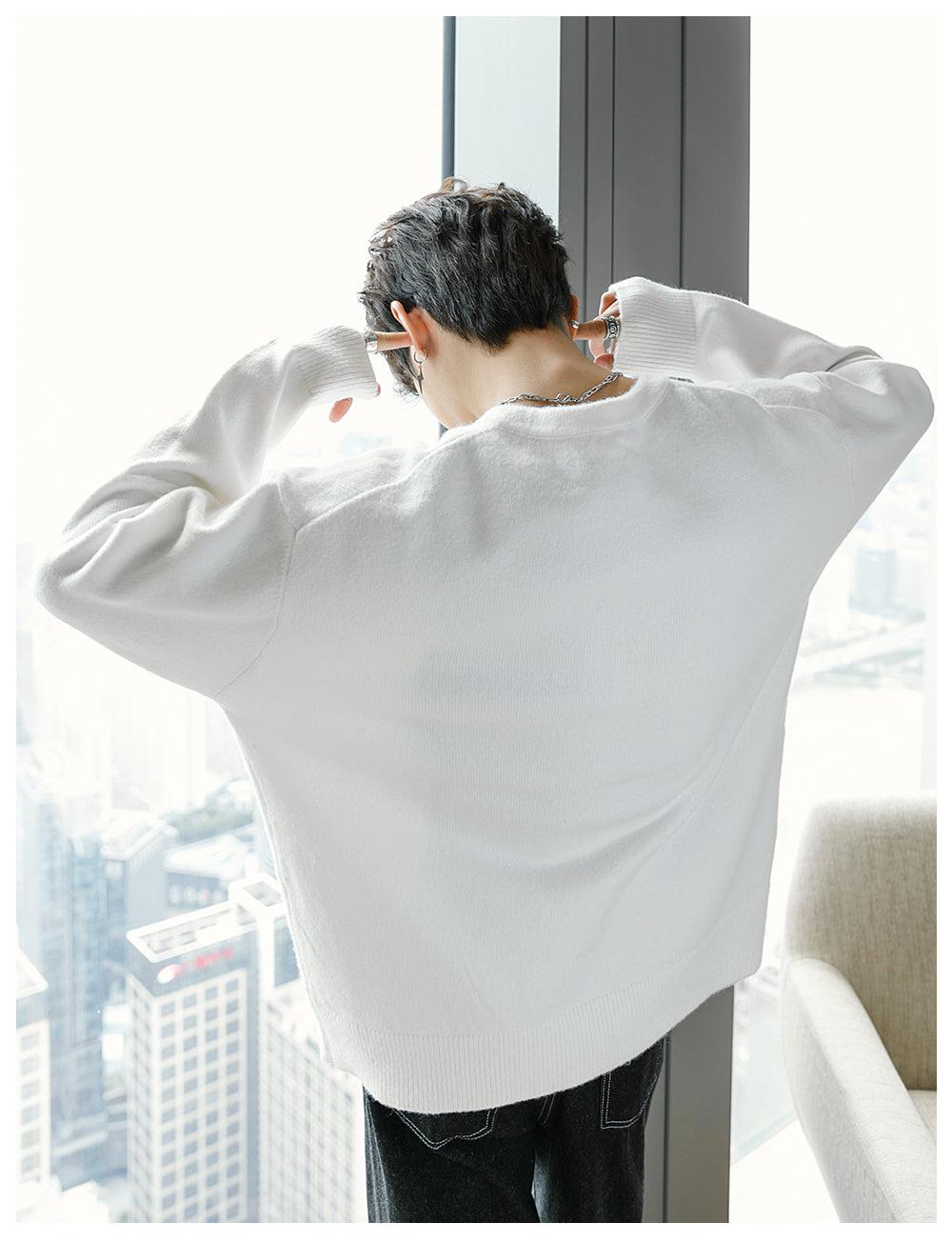 Chuan Elastic Henry Collar Sweater-korean-fashion-Sweater-Chuan's Closet-OH Garments