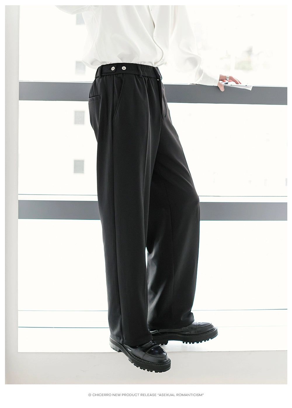 Chuan Elastic Waist Drape Trousers-korean-fashion-Trousers-Chuan's Closet-OH Garments